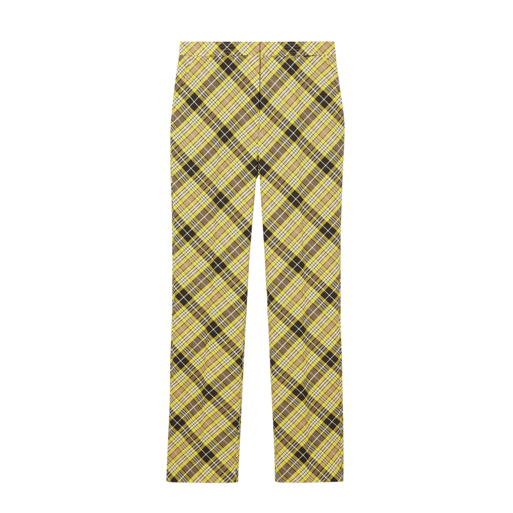 Pantalon tailleur 7/8 en laine technique check - Marigold Yellow