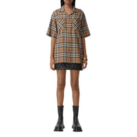 Chemise de bowling en sergé de coton check ombré - Birch Brown