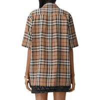 Chemise de bowling en sergé de coton check ombré - Birch Brown