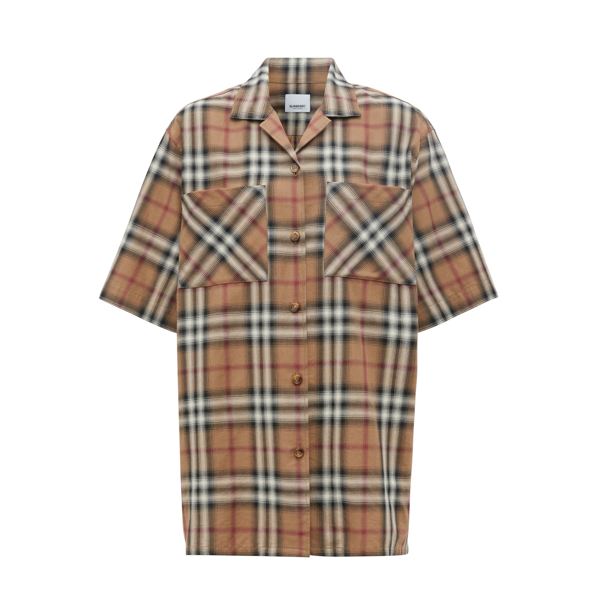 Chemise de bowling en sergé de coton check ombré - Birch Brown