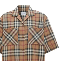 Chemise de bowling en sergé de coton check ombré - Birch Brown