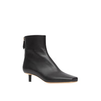 Bottines sculpturales à talon kitten heel en cuir d'agneau - Black