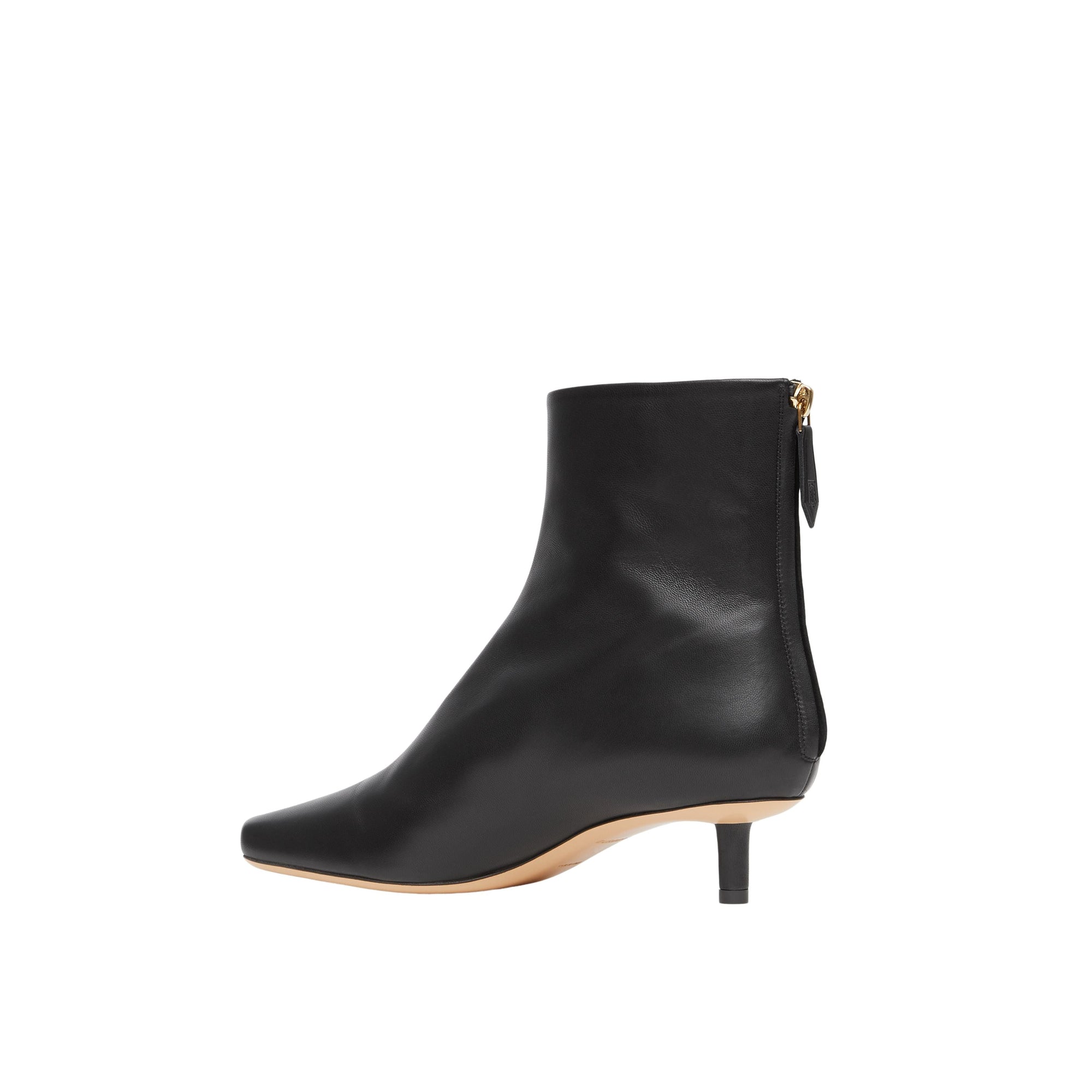 Bottines sculpturales à talon kitten heel en cuir d'agneau - Black