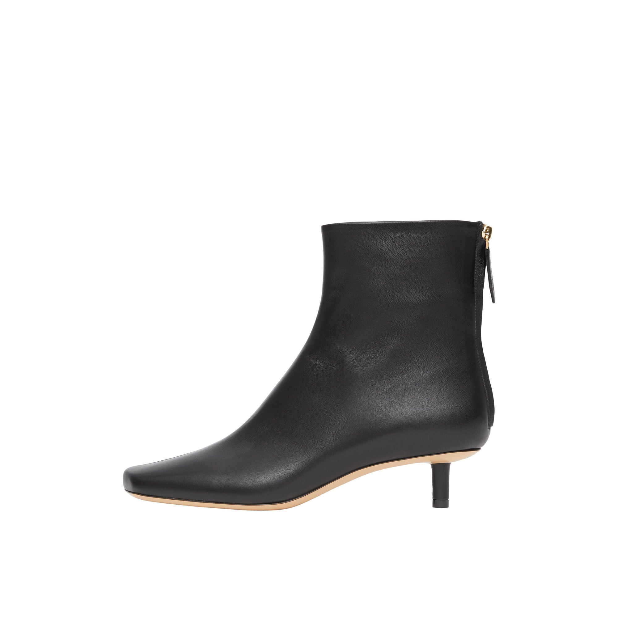 Bottines sculpturales à talon kitten heel en cuir d'agneau - Black