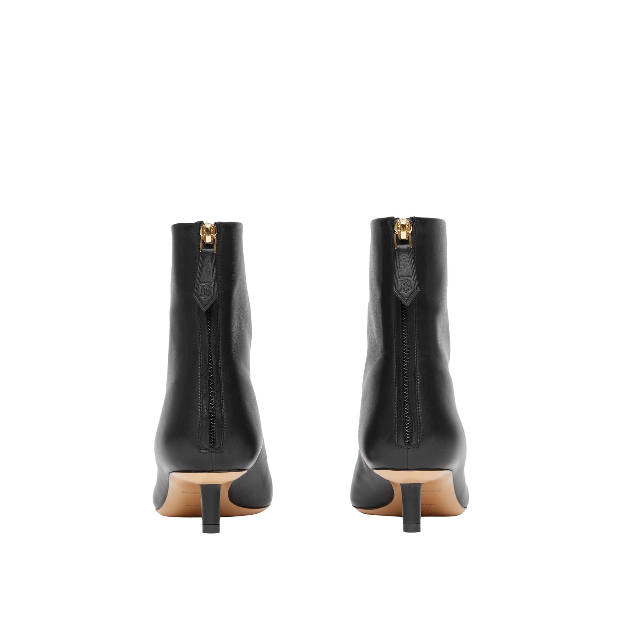 Bottines sculpturales à talon kitten heel en cuir d'agneau - Black