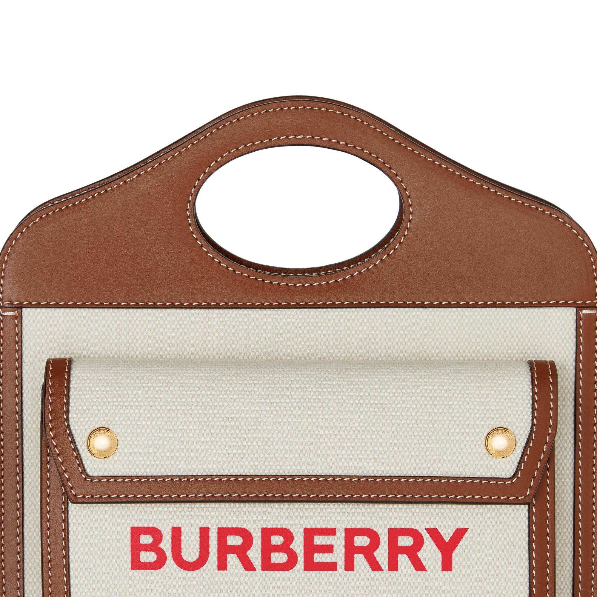 Mini sac Pocket en toile et cuir bicolore - Natural & Tan