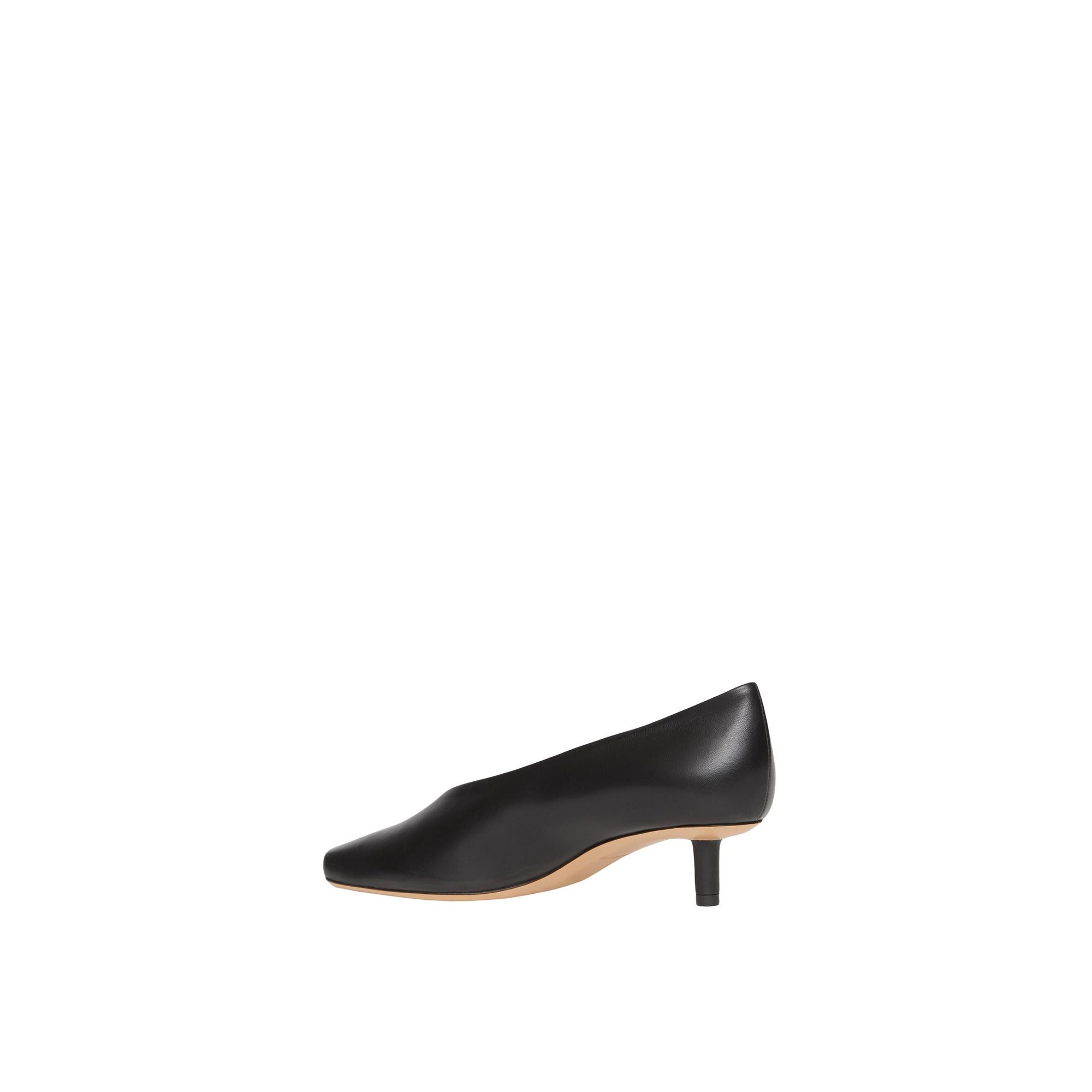 Escarpins sculpturaux à talon kitten heel en cuir d'agneau - Black