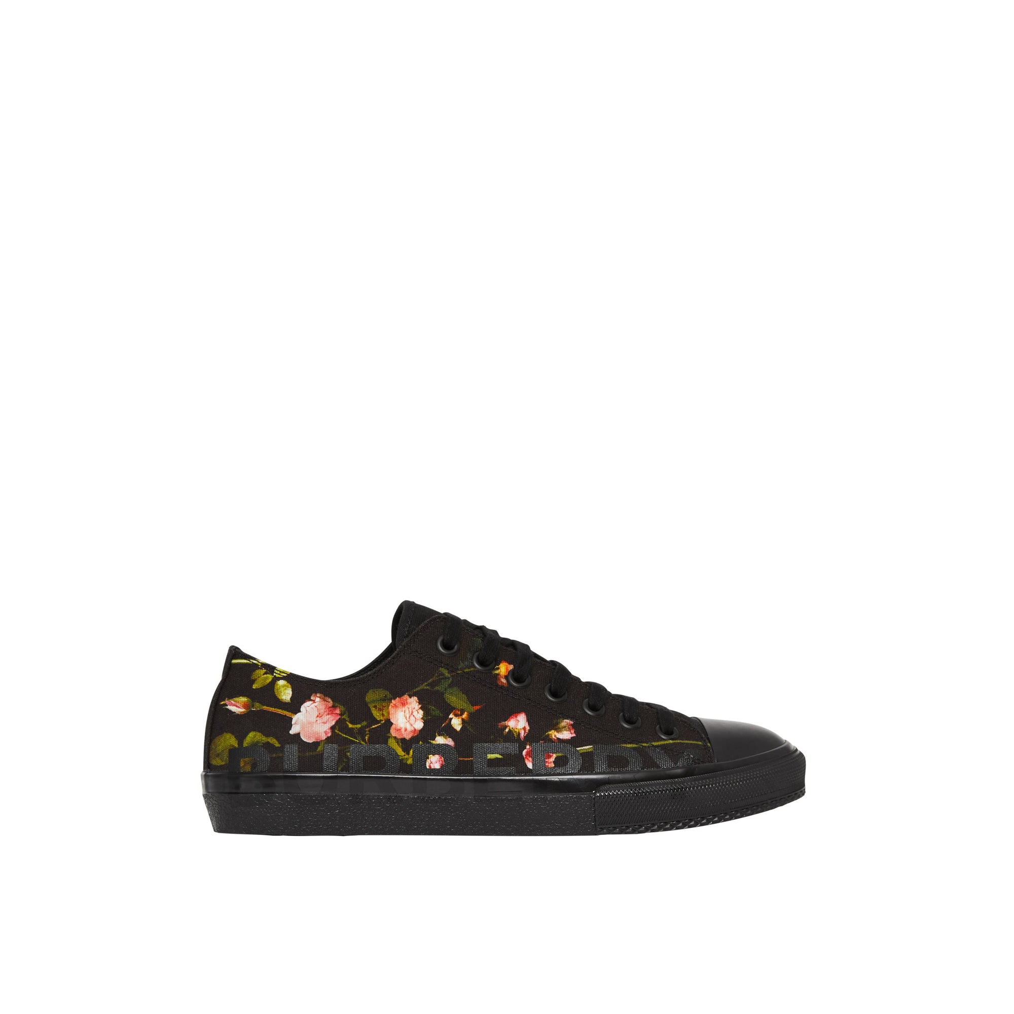 Sneakers en toile de coton à imprimé roses - Black