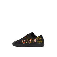 Sneakers en toile de coton à imprimé roses - Black