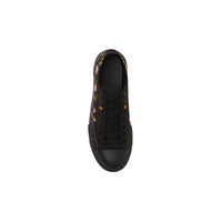 Sneakers en toile de coton à imprimé roses - Black