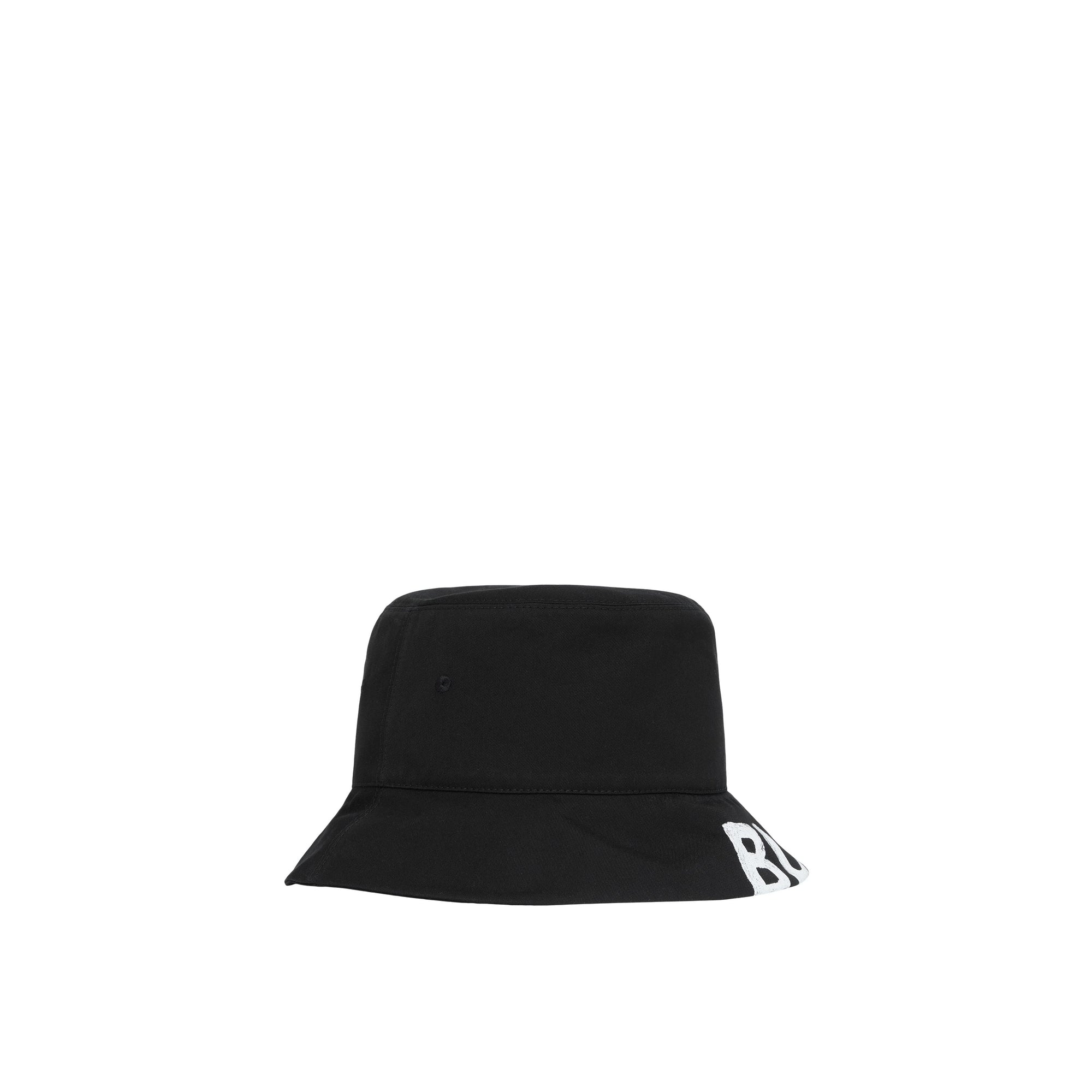 Bob réversible en gabardine de coton avec logo - Black