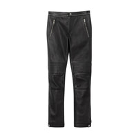 Pantalon en cuir contrecollé façon biker avec logo appliqué - Black
