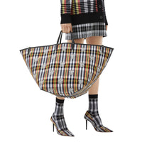 Cabas de plage extra-large en nylon check Monogram - Black