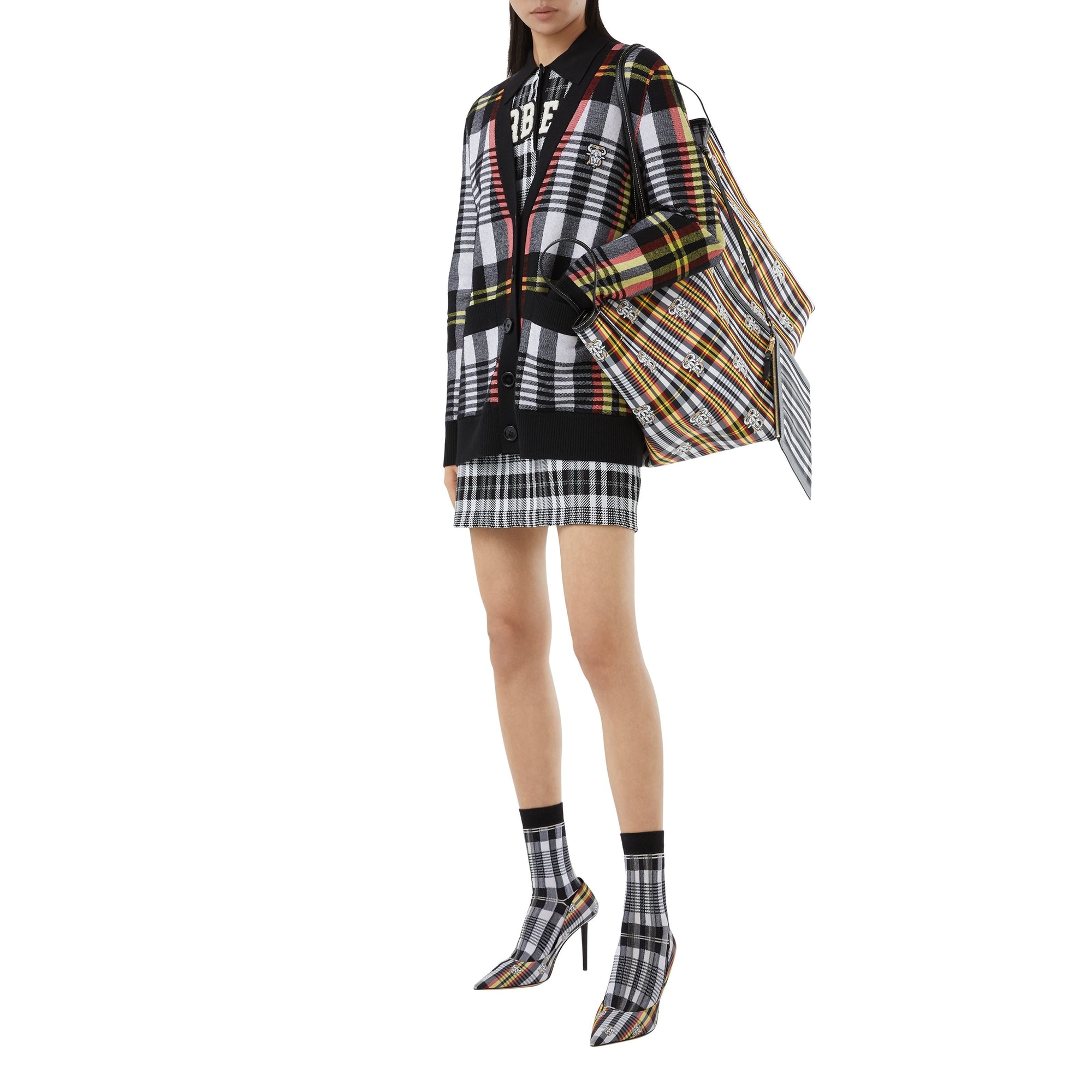 Cabas de plage extra-large en nylon check Monogram - Black