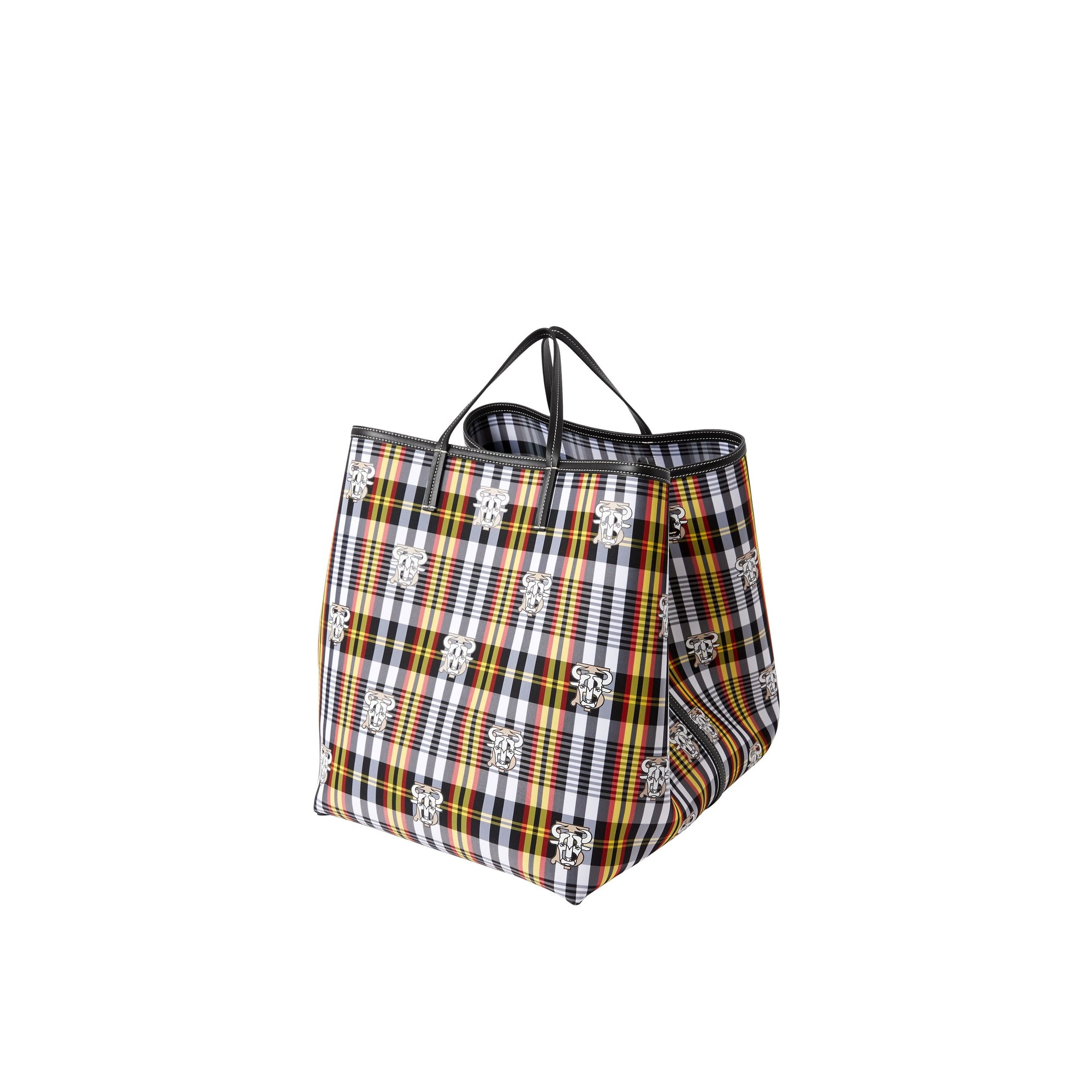 Cabas de plage extra-large en nylon check Monogram - Black