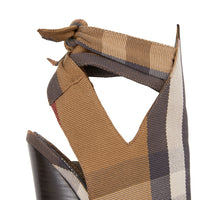 Mules à bout pointu en coton technique check avec nœud - Birch Brown Check