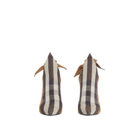 Mules à bout pointu en coton technique check avec nœud - Birch Brown Check