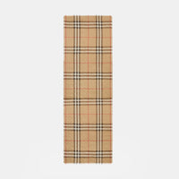 Écharpe légère en soie et laine check métallisée Monogram - Archive Beige