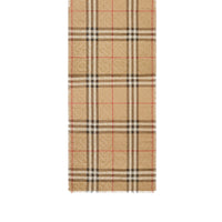 Écharpe légère en soie et laine check métallisée Monogram - Archive Beige