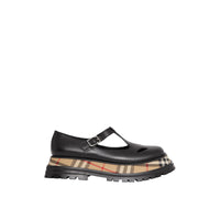 Salomés en cuir avec Vintage check - Black & Chk