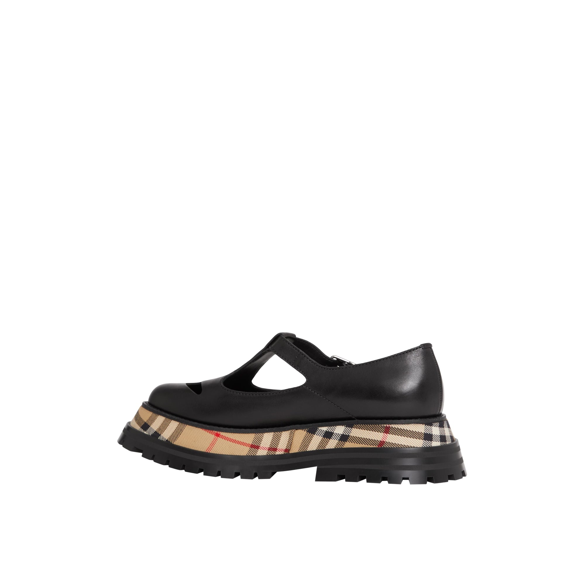 Salomés en cuir avec Vintage check - Black & Chk