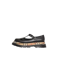 Salomés en cuir avec Vintage check - Black & Chk