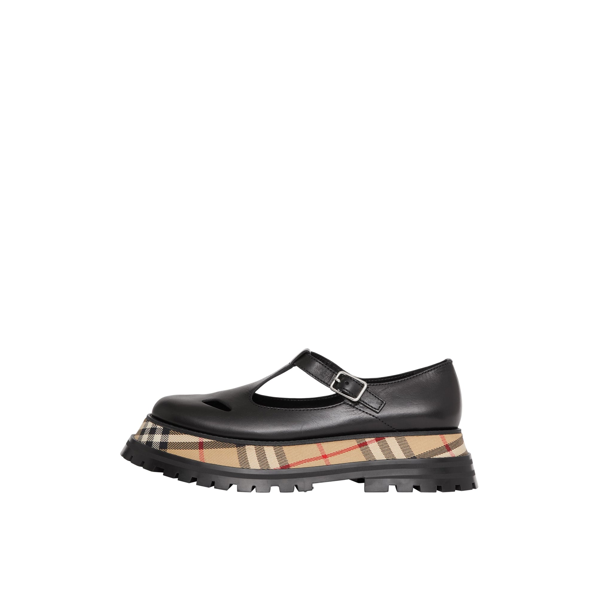 Salomés en cuir avec Vintage check - Black & Chk