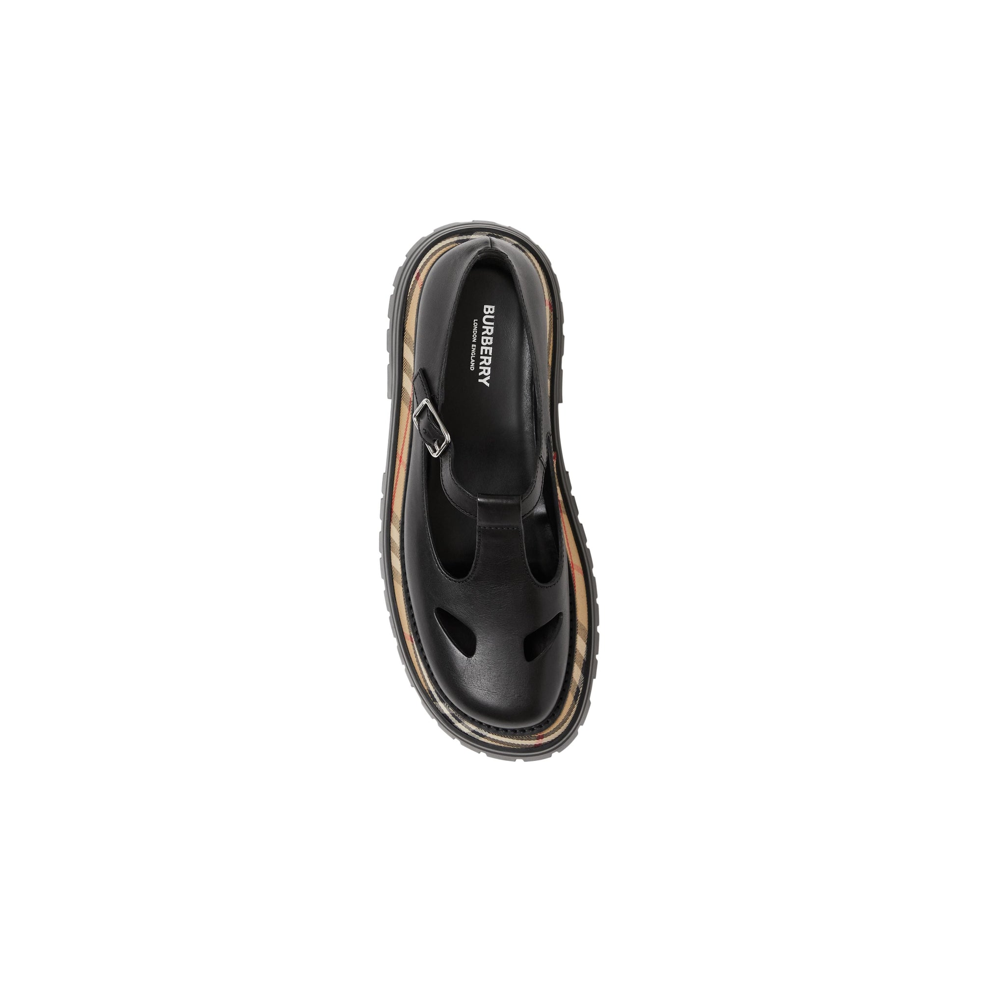 Salomés en cuir avec Vintage check - Black & Chk