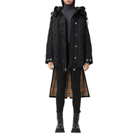 Manteau matelassé en nylon et coton avec capuche amovible - Black