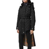 Manteau matelassé en nylon et coton avec capuche amovible - Black