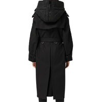 Manteau matelassé en nylon et coton avec capuche amovible - Black