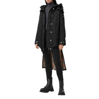 Manteau matelassé en nylon et coton avec capuche amovible - Black