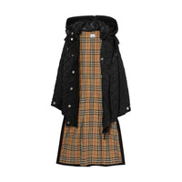 Manteau matelassé en nylon et coton avec capuche amovible - Black