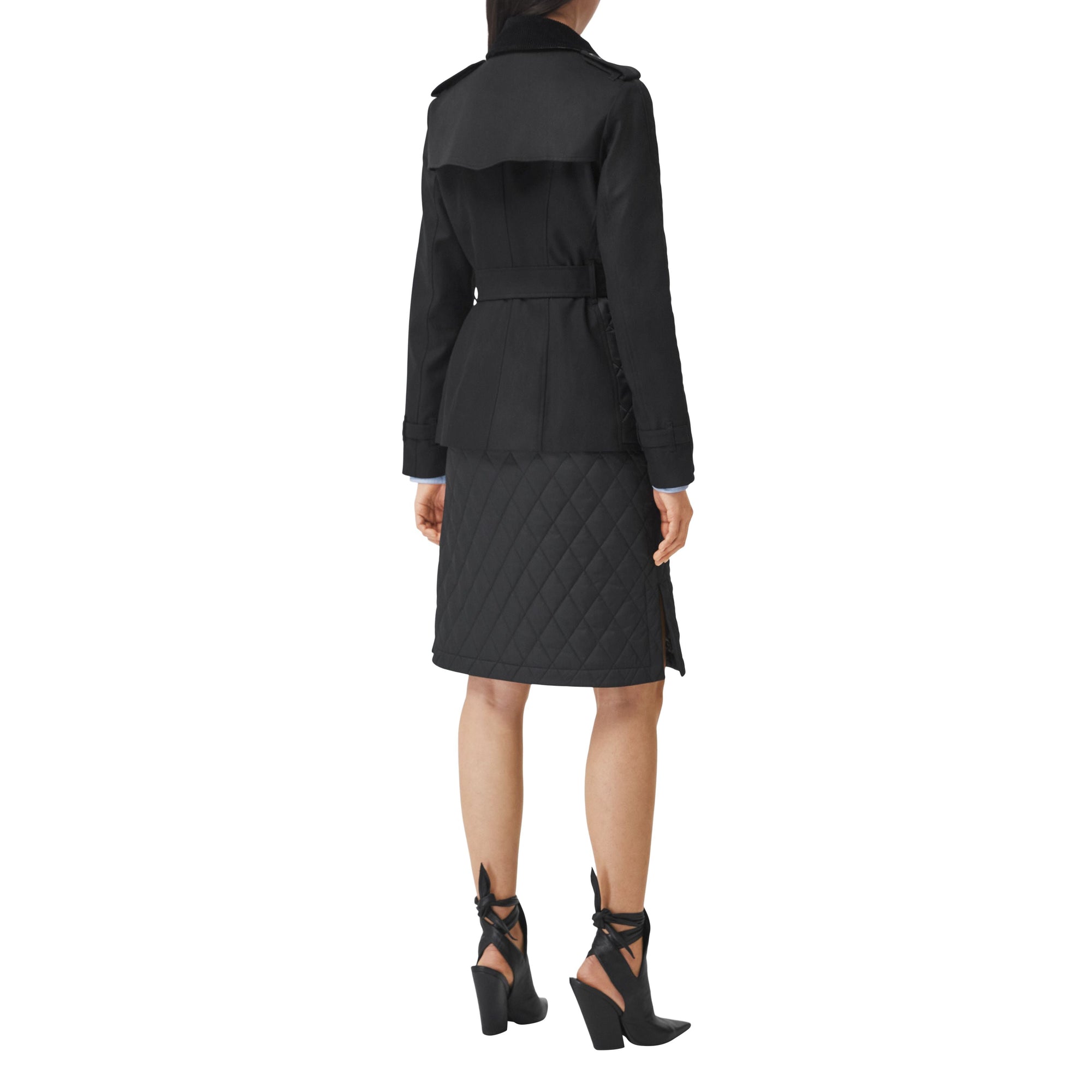 Veste matelassée avec panneau en gabardine de coton - Black