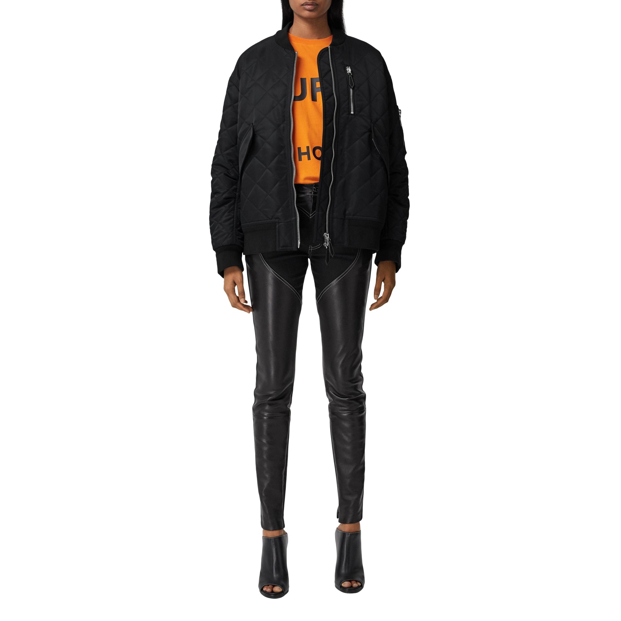 Bomber matelassé en nylon et coton - Black