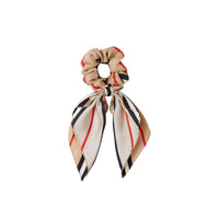Chouchou foulard en sergé de soie à rayures iconiques - Archive Beige