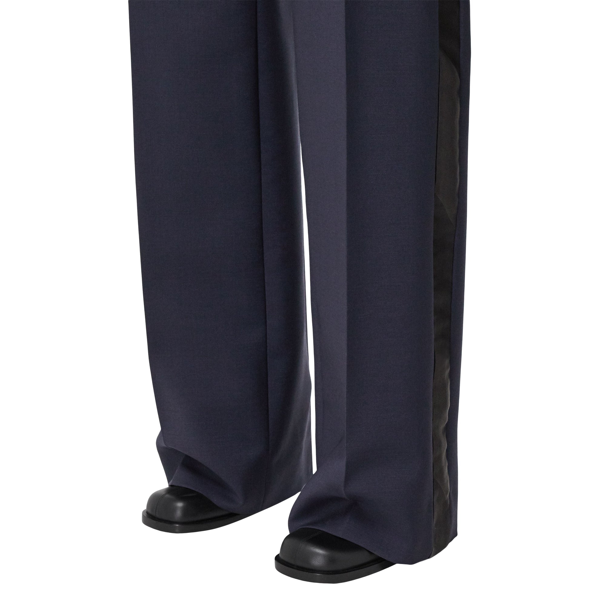 Pantalon ample en mohair et laine avec bandes latérales - Dark Navy