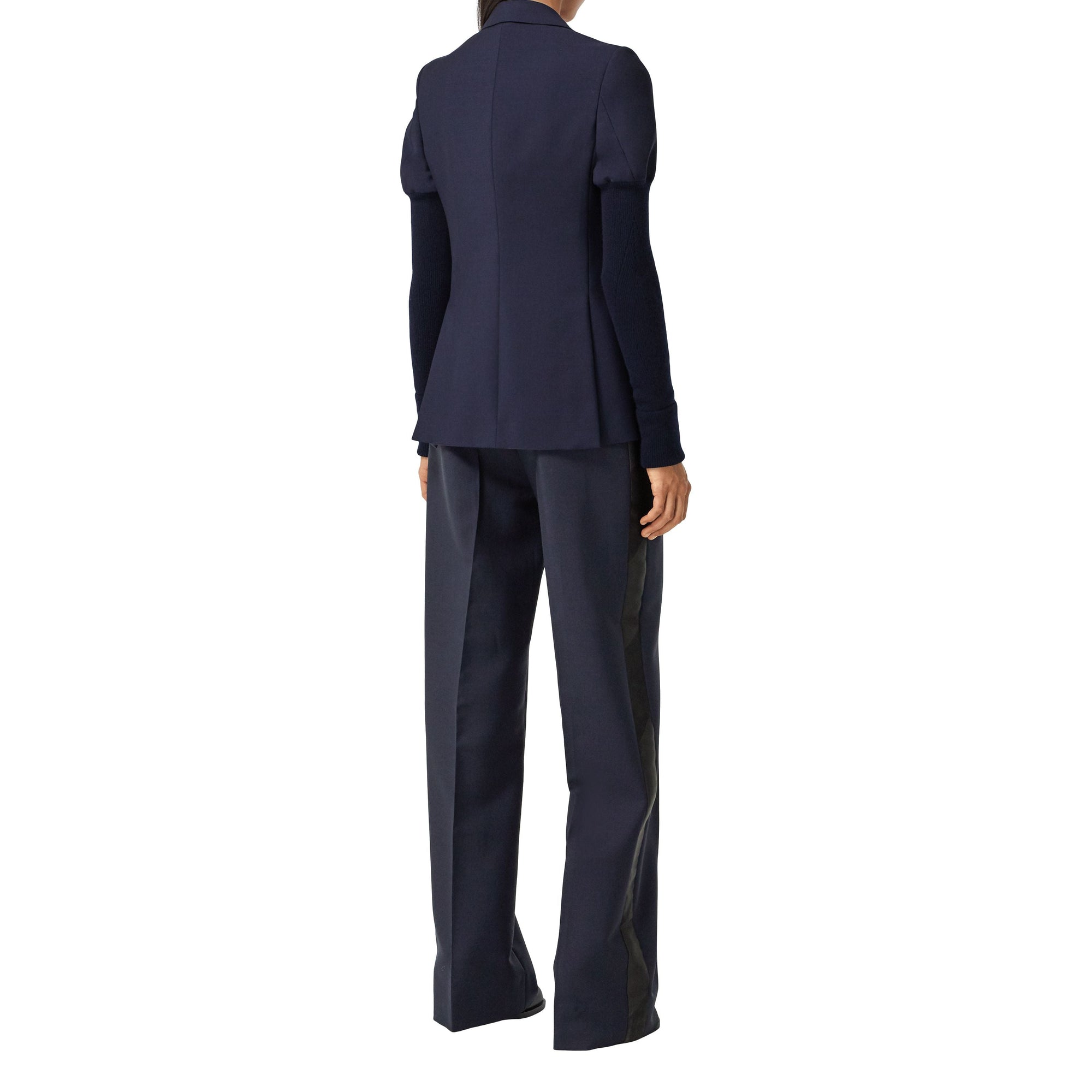 Pantalon ample en mohair et laine avec bandes latérales - Dark Navy