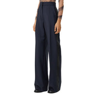 Pantalon ample en mohair et laine avec bandes latérales - Dark Navy