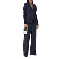 Pantalon ample en mohair et laine avec bandes latérales - Dark Navy