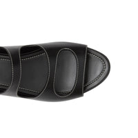 Sandales en cuir surpiqué avec découpes - Black