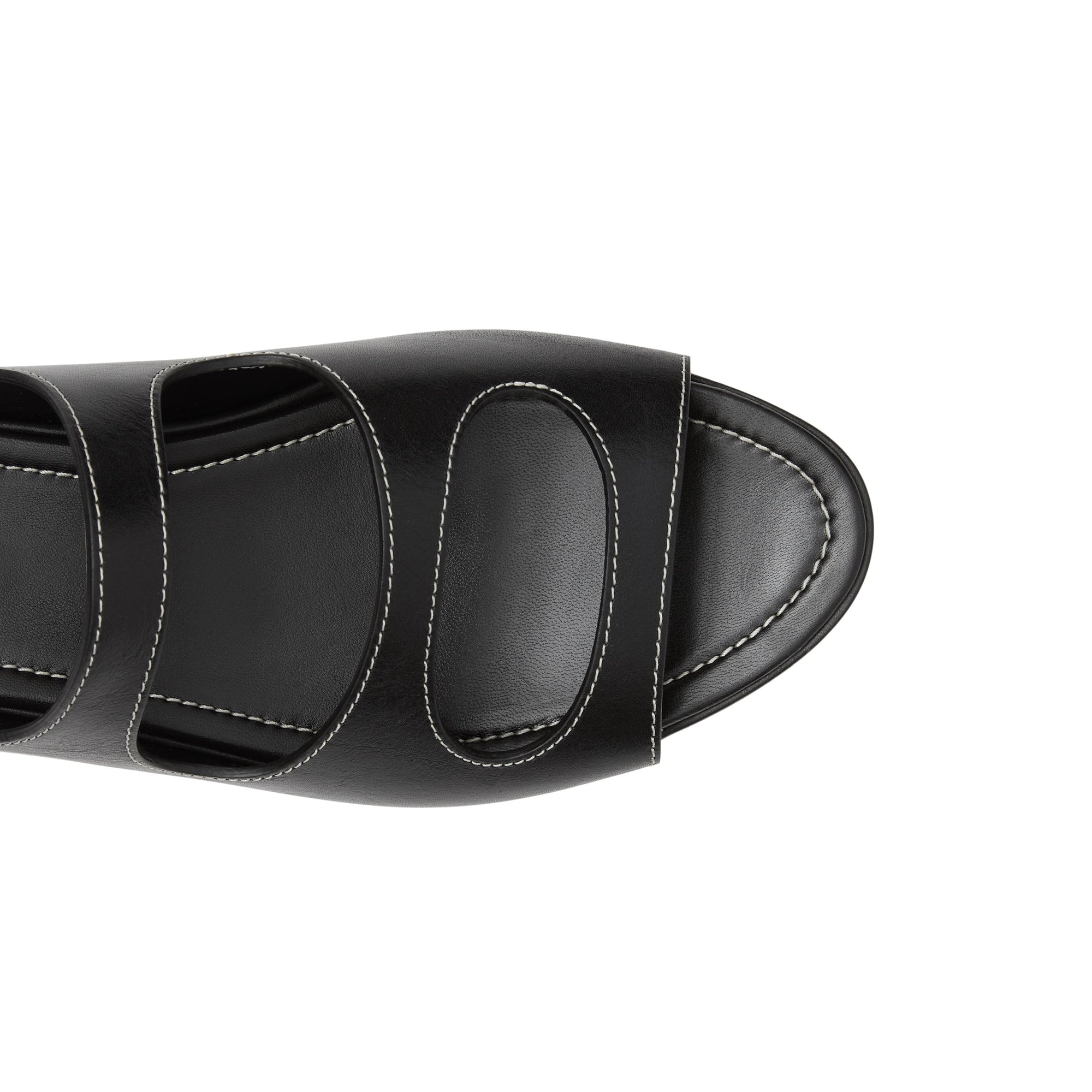 Sandales en cuir surpiqué avec découpes - Black