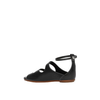 Sandales en cuir surpiqué avec découpes - Black