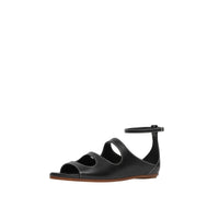 Sandales en cuir surpiqué avec découpes - Black