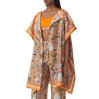 Cape en sergé de soie avec Monogram et illustration marine - Deep Orange