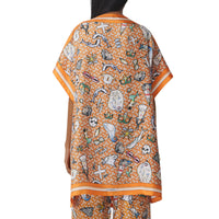 Cape en sergé de soie avec Monogram et illustration marine - Deep Orange