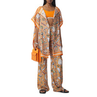 Cape en sergé de soie avec Monogram et illustration marine - Deep Orange