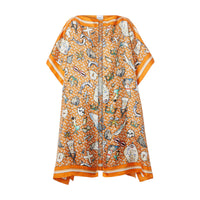 Cape en sergé de soie avec Monogram et illustration marine - Deep Orange