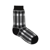 Chaussettes en coton stretch technique check en intarsia - Black & White