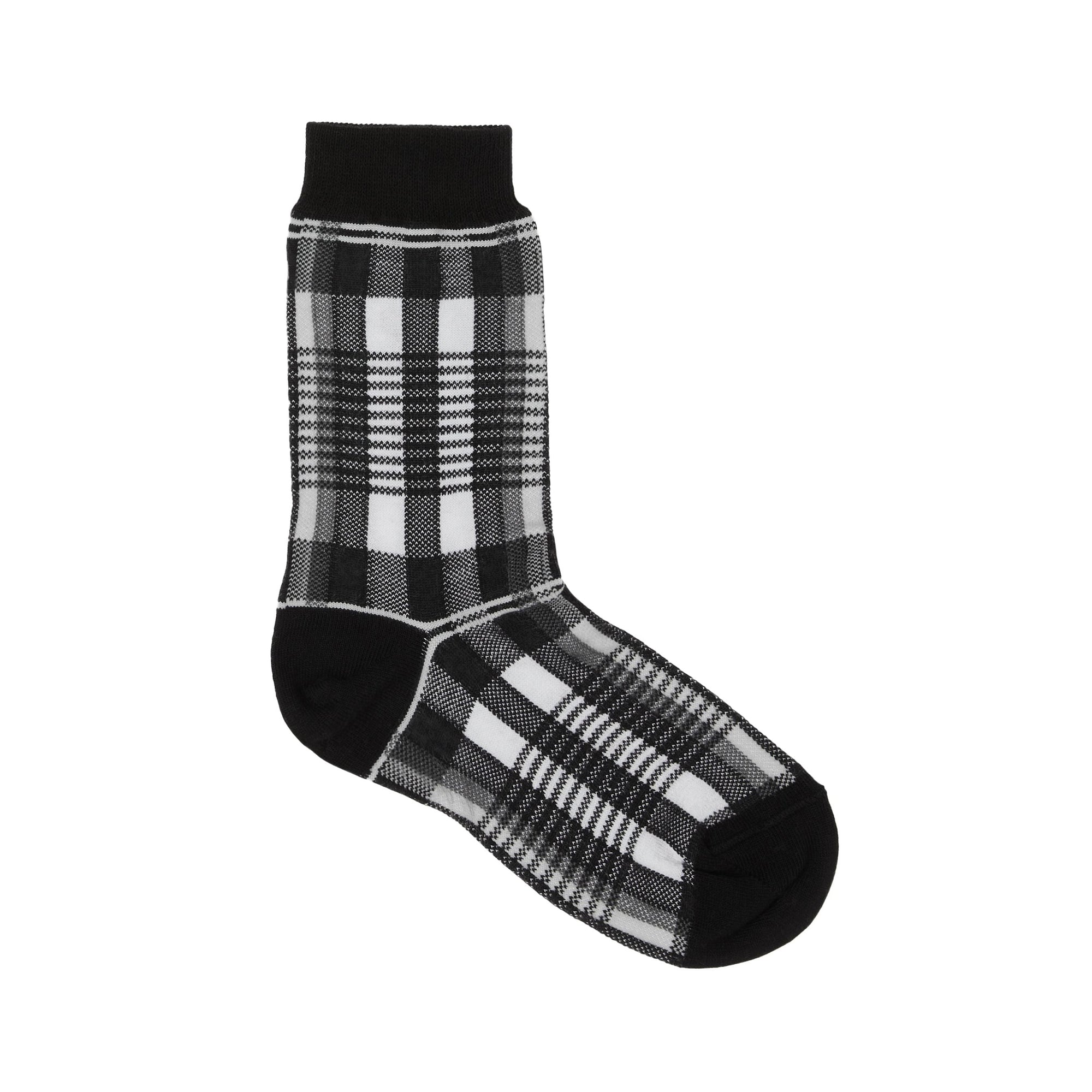 Chaussettes en coton stretch technique check en intarsia - Black & White